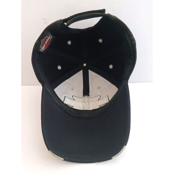 Harley Davidson Strapback Blk Twill Hat Flames Bar N Shield Logo - Picture 7 of 8